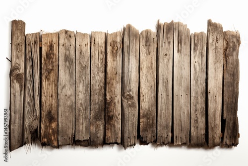 Dilapidated Wood Fence Isolated on Transparent Background