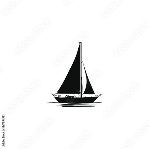 Sailboat vector silhouette illustration for nautical design and marine themed graphic projects