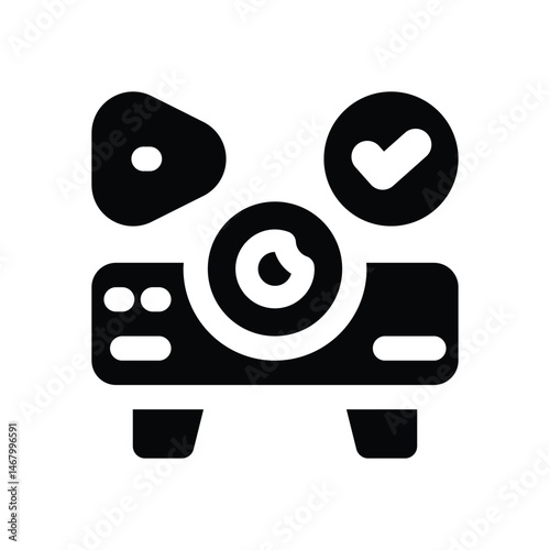 projector glyph icon. Strong and solid vector icon for websites, mobile interfaces, presentations, and visual branding. High quality and easy to edit.