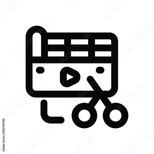 film edit line icon. Clean and minimalist vector icon for websites, mobile apps, presentations, and logos. Fully scalable and customizable for any project.
