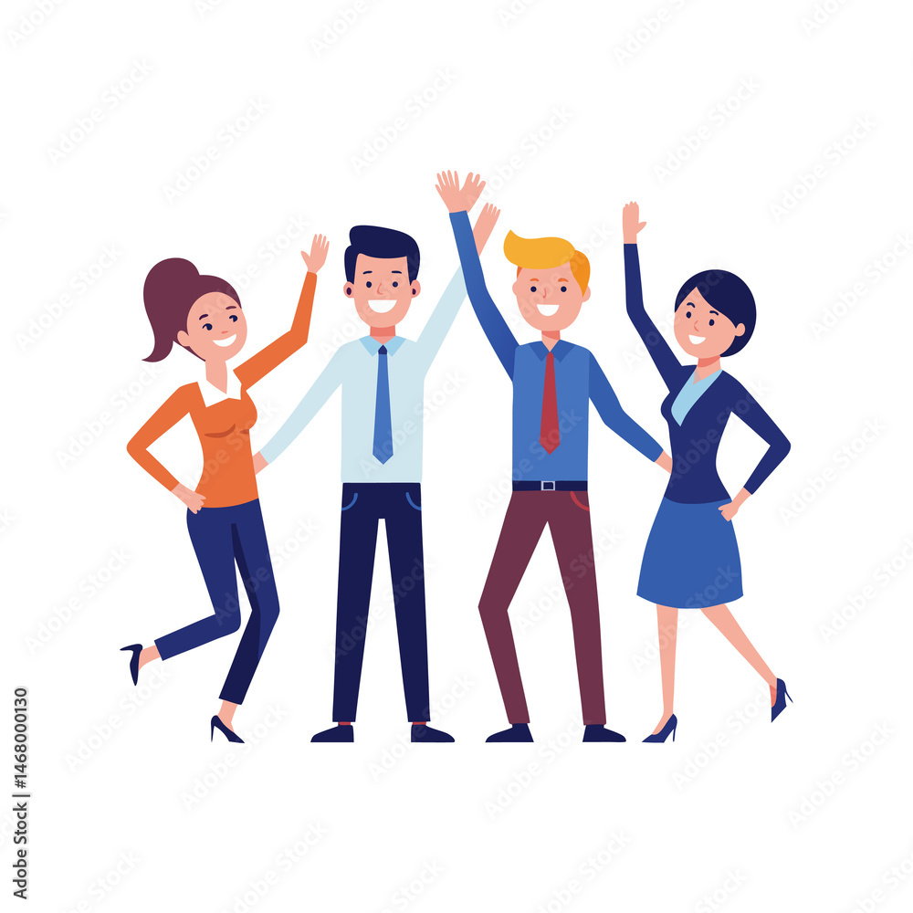 Fototapeta premium Business team celebrating success group high five on transparent background