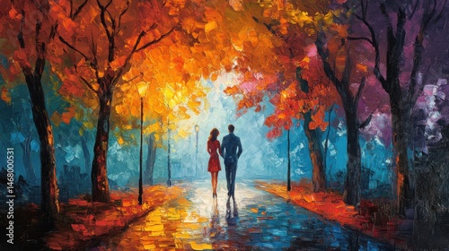 Wallpaper Mural oil brush stroke yellow red green Torontodigital.ca