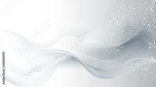 Silver Serenity Abstract Wave Background with Sparkles.