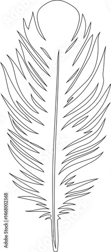 Flat-styled outlined feather with minimal internal linework and hollow geometric body design.