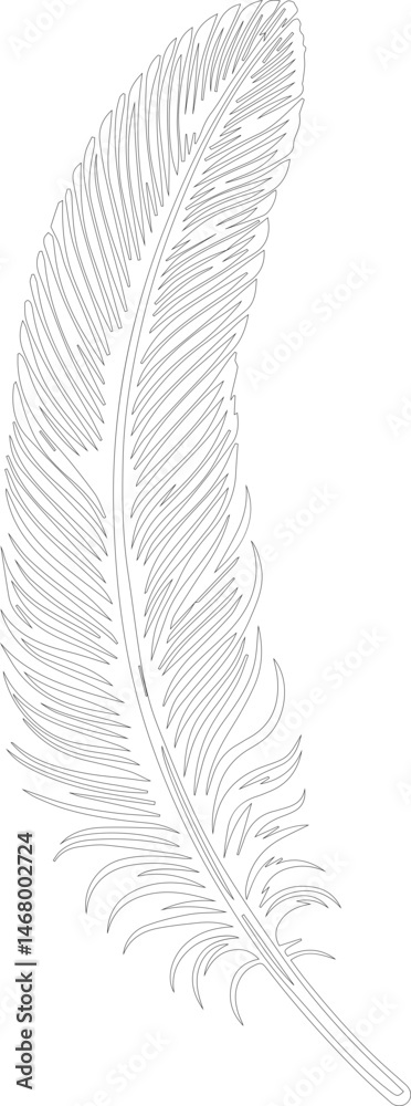 Obraz premium Feather drawn with a continuous, single line forming its overall shape, with minimal details.