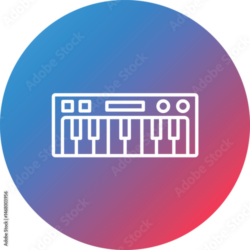 Piano keyboard Line Gradient Circle Background Icon