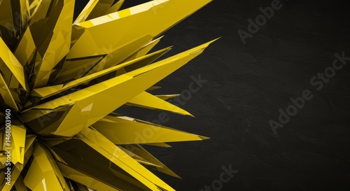 Wallpaper Mural Dynamic yellow crystalline structure on a dark background Torontodigital.ca