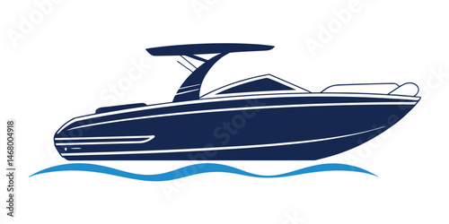 Modern Luxury Powerboat Icon Illustration for Marine Industry