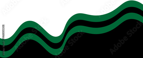 Green | Black | White Abstract Curves Background. Gradient waves blend. Green, black background, Abstract vector wave curves tide blend design