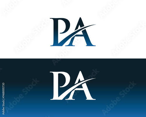 Initial PA letter logo design for business identity with swoosh elegant and professional style in two color versions