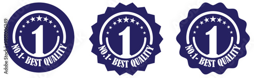 Best quality number one badge icon set for official certification signage seal stamp award and business procedure labeling. Trusted honor seal for top standard. Excellence badge vector for recognition