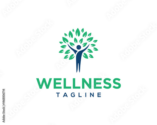 Wellness tree logo design human connection nature and wellbeing illustration symbol