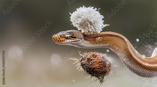 Majestic python performing flawless constriction around prey moment frozen mid action high speed burst mode fast shutter speed 12000s intricate texture of python scale contrast blurred background