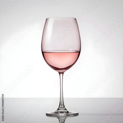 Glass of Rose Wine on White Background