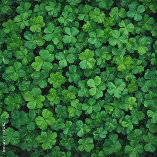 Close-up of vibrant green clover leaf background, shamrock, Irish