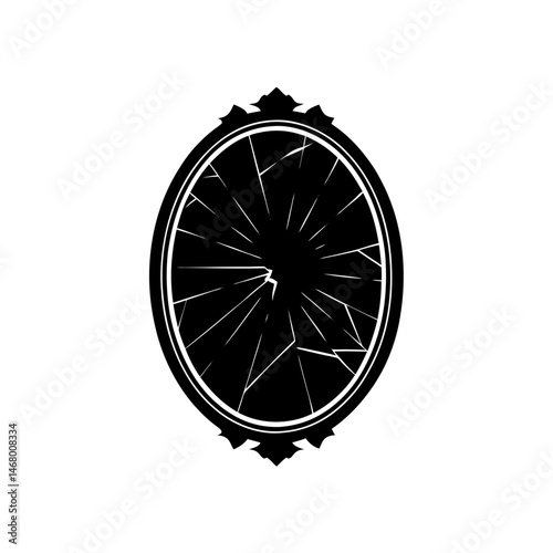 broken mirror silhouette on white background  .svg