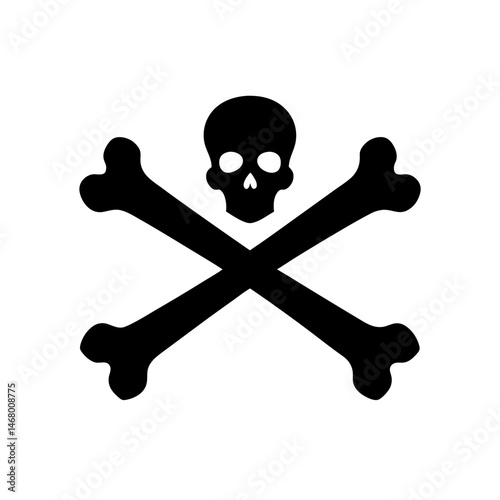 crossbones silhouette on white background  .svg