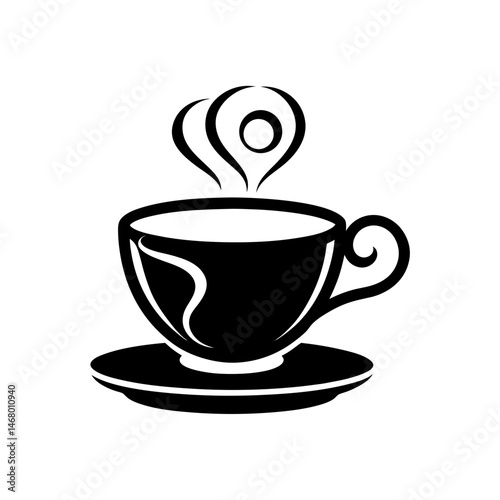 stylized teacup icon on white background  .svg