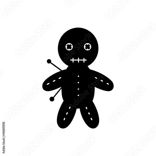 voodoo doll with pins icon on white background  .svg