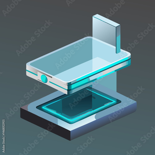 Isometric illustration of a computer chip, showcasing intricate circuitry and design details in a three-dimensional perspective.