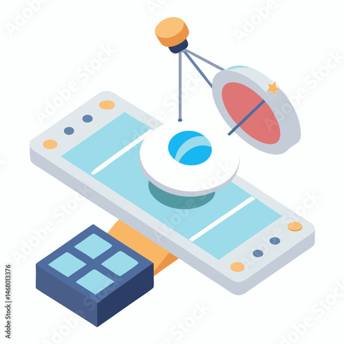 A tablet computer with a disk drive positioned on top, showcasing a modern tech setup.