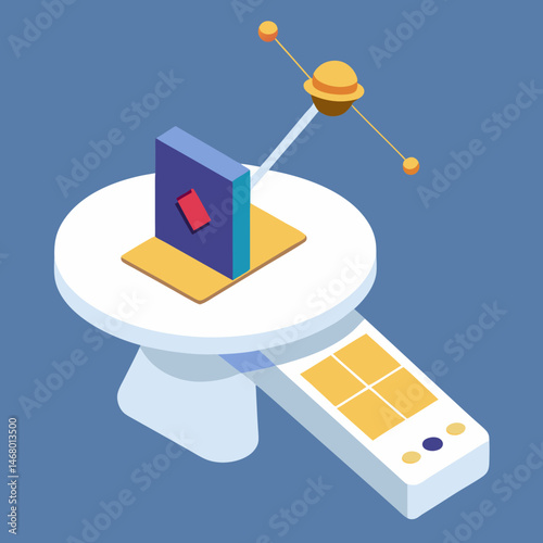 A tablet computer with a disk drive positioned on top, showcasing a modern tech setup.