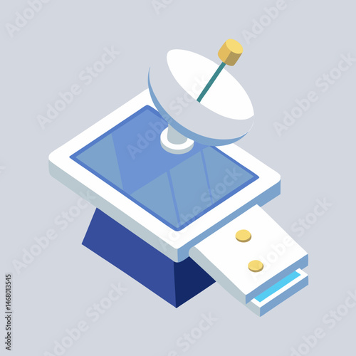 A tablet computer with a disk drive positioned on top, showcasing a modern tech setup.