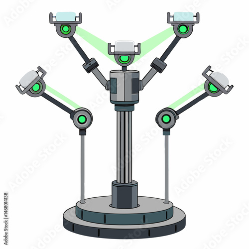 A cartoon robot with a light on top, featuring a friendly expression and metallic body, stands against a simple background.