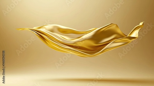 Golden Fabric Dance Flowing Silk on Metallic Backdrop with Elegance.