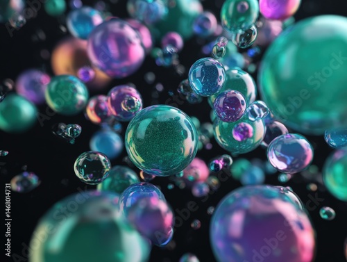 Colorful soap bubbles float...