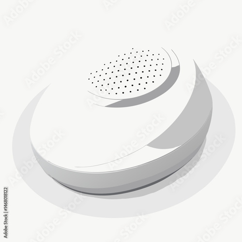 A white speakers featuring a distinct black dot on its body.