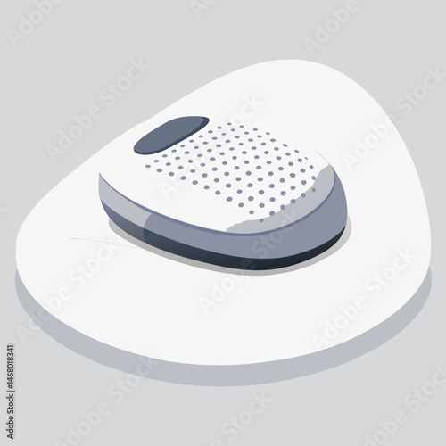A white speakers featuring a distinct black dot on its body.