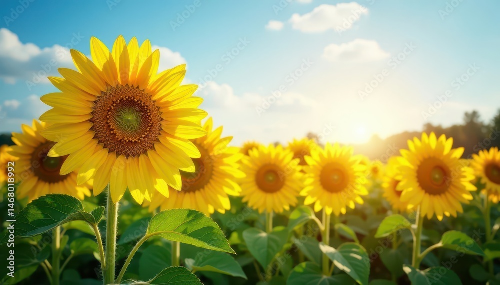 Sunflowers bask in sunlight, showcasing transpiration and growth , golden, flower Sunflowers bask in sunlight, showcasing transpiration and growth , golden, flower