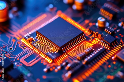 Close-up of a microchip on ...