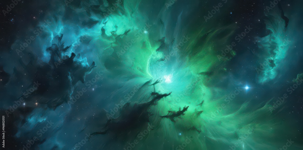 Abstract swirling vibrant green and blue nebula, cosmic texture, cosmic, deep, green Abstract swirling vibrant green and blue nebula, cosmic texture, cosmic, deep, green