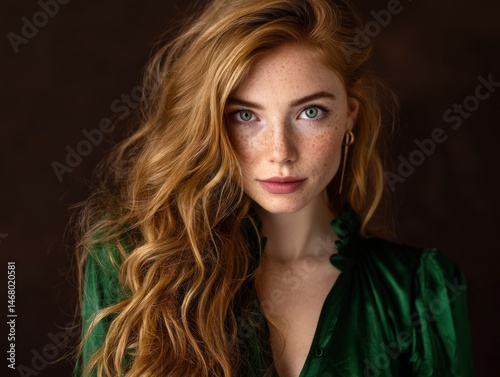 Young woman with long, wavy...