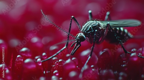 Close-up of a mosquito on a textured surface