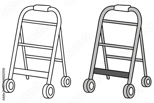 One walker is an outline and the other one is gray and black