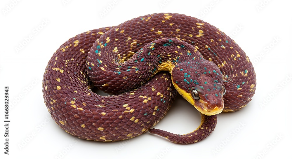 Obraz premium Curled snake against white background