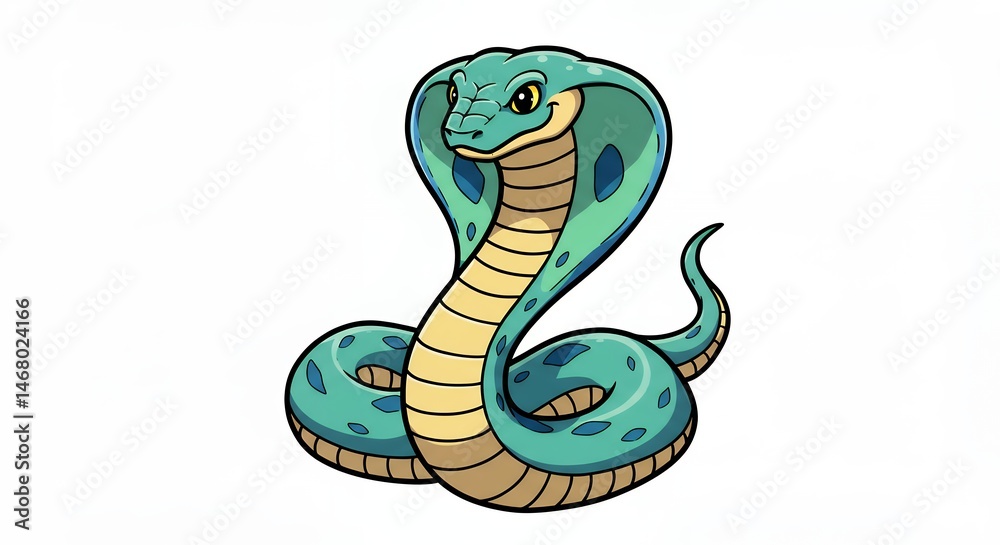 Fototapeta premium Cute cartoon snake illustration