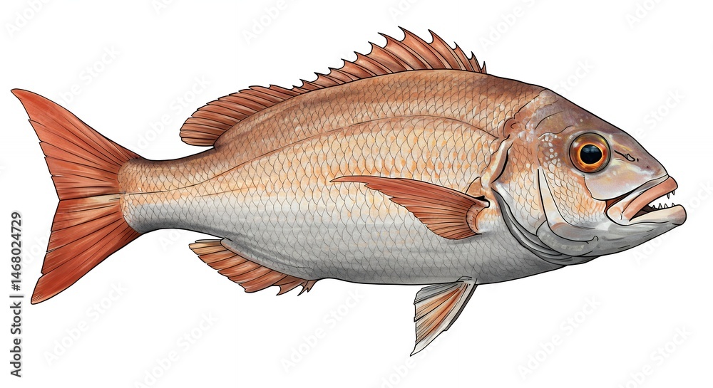 Fototapeta premium Detailed illustration of redfish