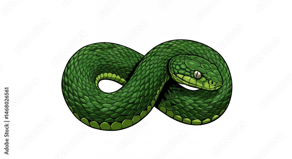 Fototapeta premium Green snake infinity symbol illustration