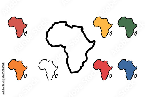 Africa continent map outline colorful illustration