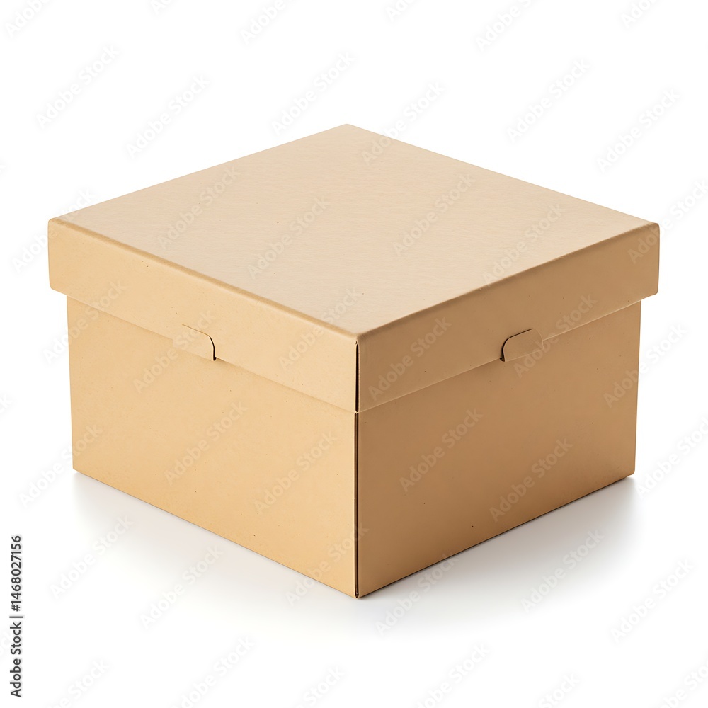 Cardboard box with lid on a plain surface isolated on white background Cardboard box with lid on a plain surface isolated on white background