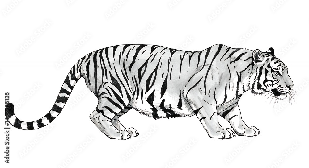 Obraz premium Monochrome tiger illustration
