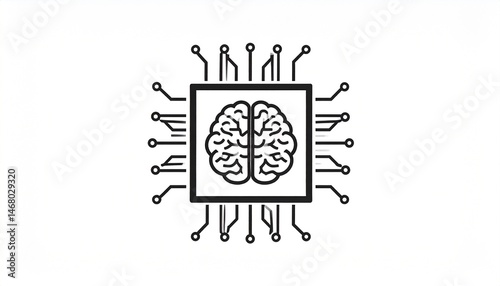 smart artificial intelligence mind chip for computing and new advanced technologies symbol as pictogram