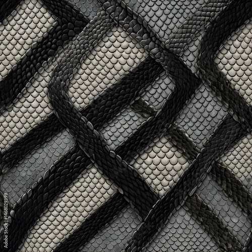 Abstract Snake Skin Texture - Black and Gray Scales