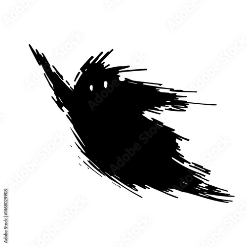 Silhouette, shadow of halloween character, scary flying monster, behemoth. Vector graphics.
