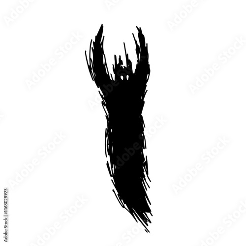 Silhouette, shadow of halloween character, scary flying monster, behemoth. Vector graphics.