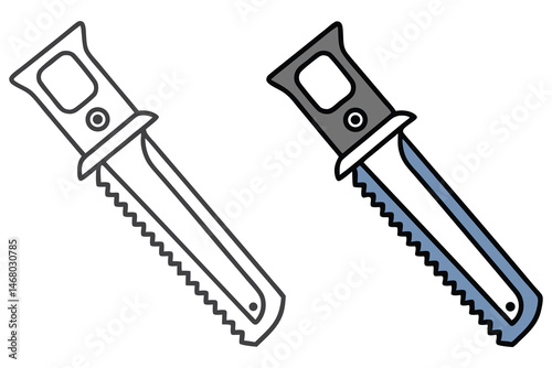 The displays a black and white saw beside a colorized saw tool